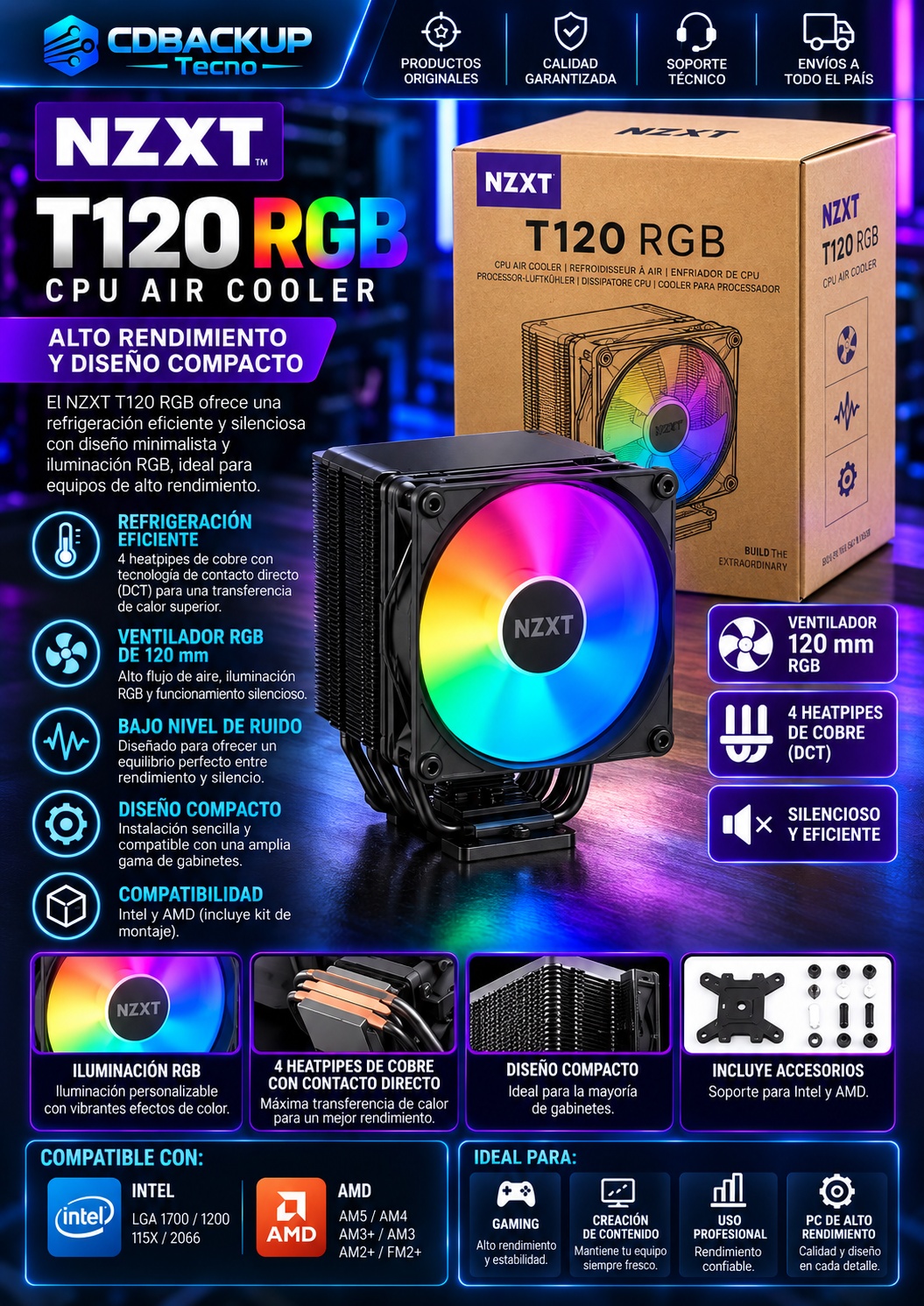 NZXT T120 RGB CPU Air Cooler