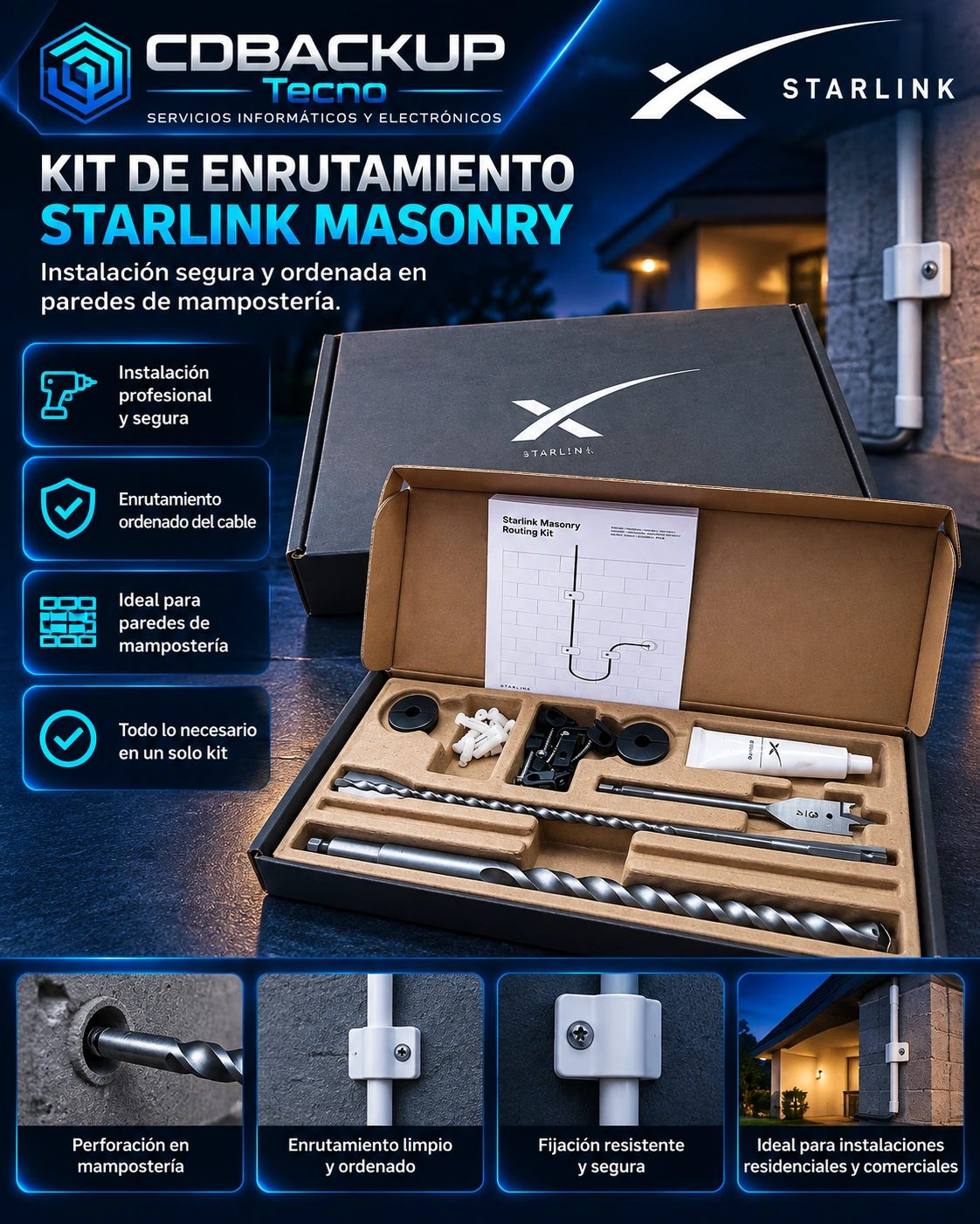 KIT DE INSTALACION STARLINK EN PAREDES