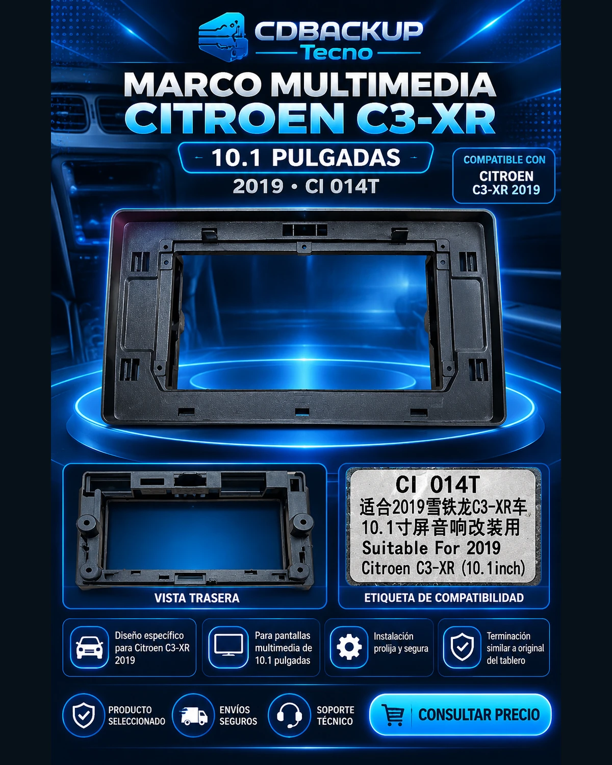 Marco Multimedia Citroën C3-XR 2019 10.1 Pulgadas CI 014T