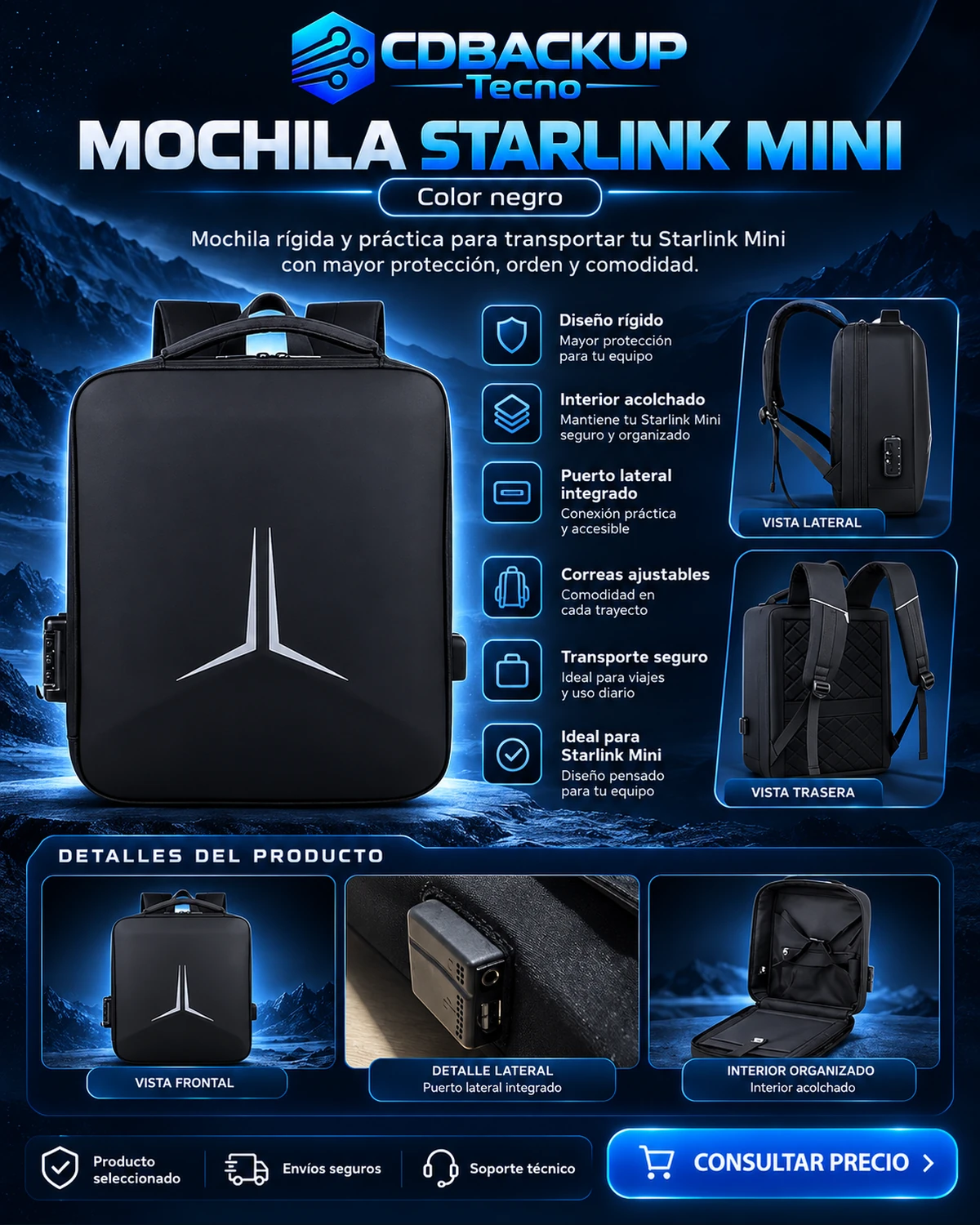 Mochila Starlink Mini Negra