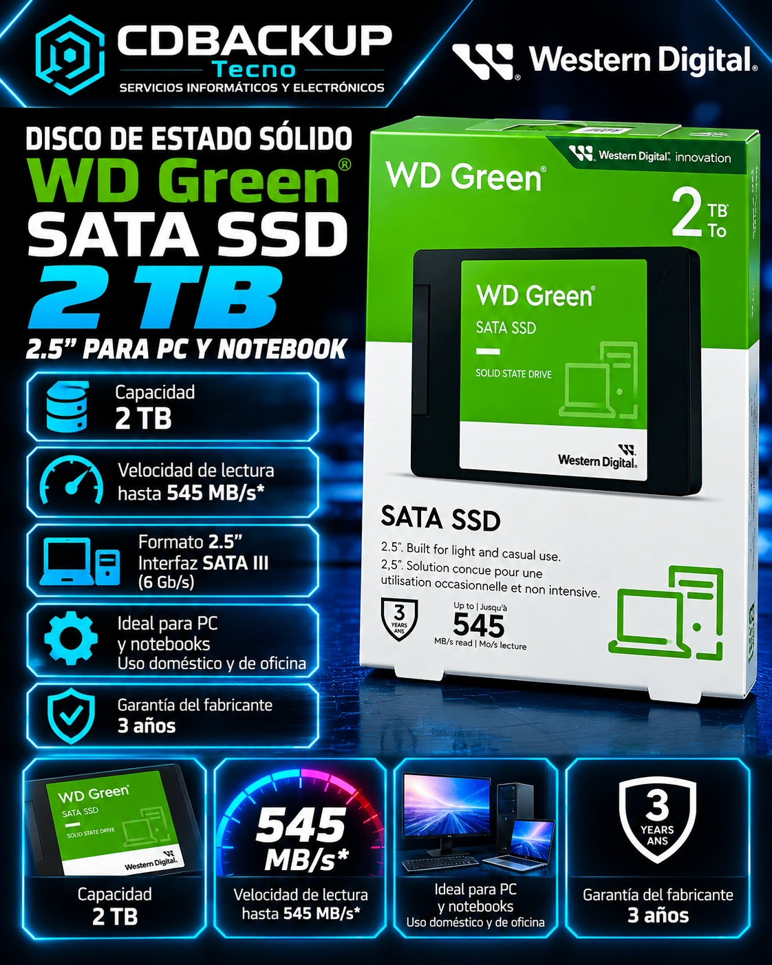 SSD Western Digital WD Green 2 TB SATA 2,5"