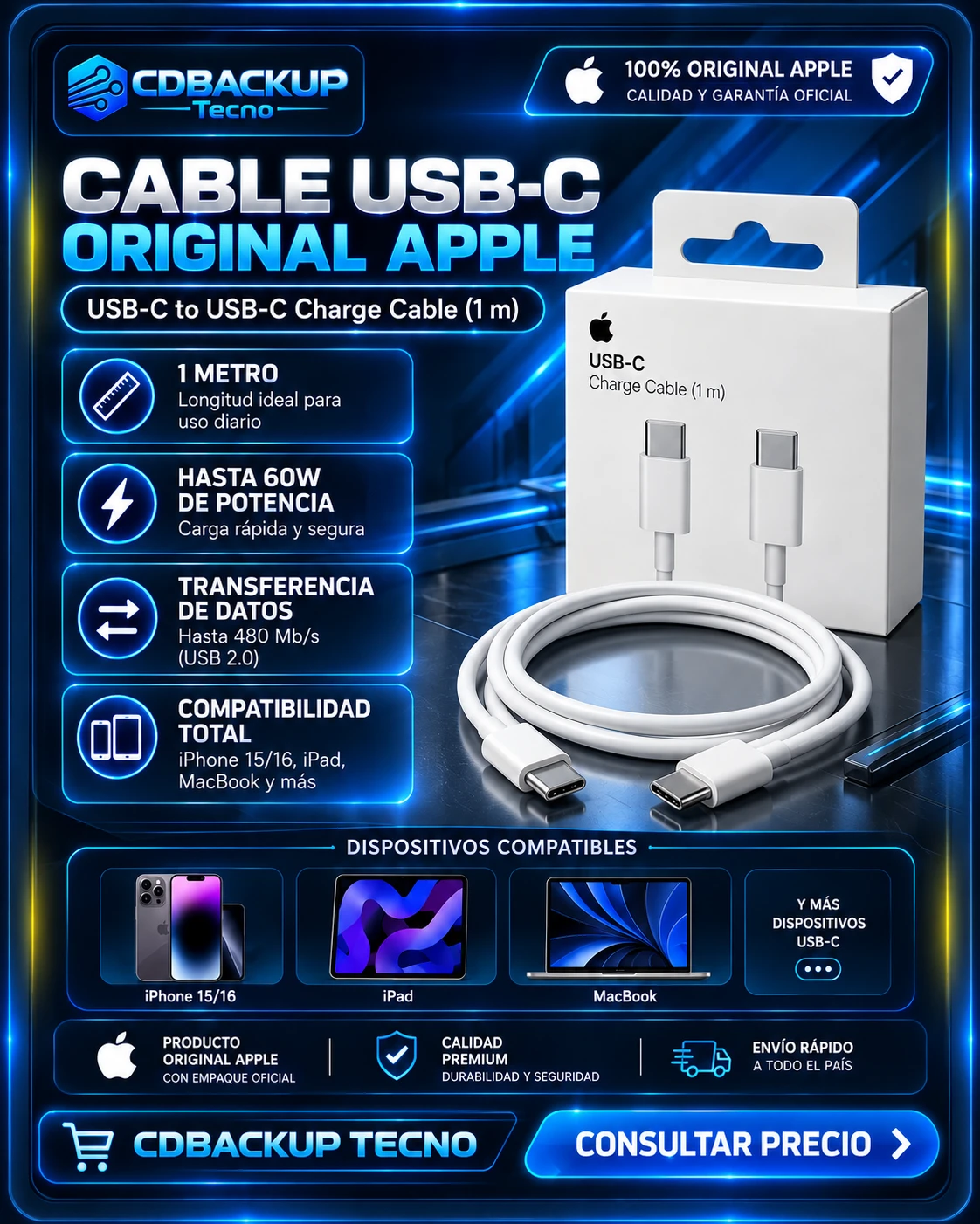 Apple USB-C a USB-C 1 m