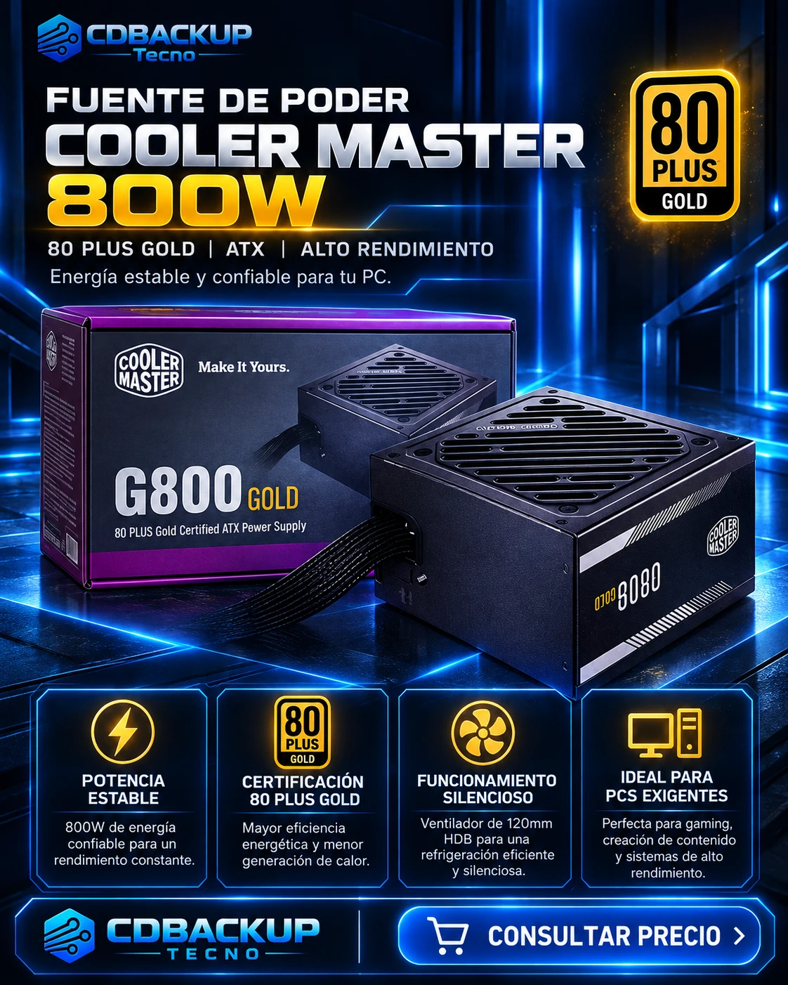 Fuente Alimentacion Cooler Master G800 Gold 800 W