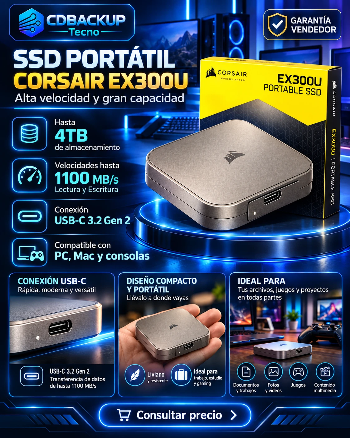 Corsair EX300U SSD portátil