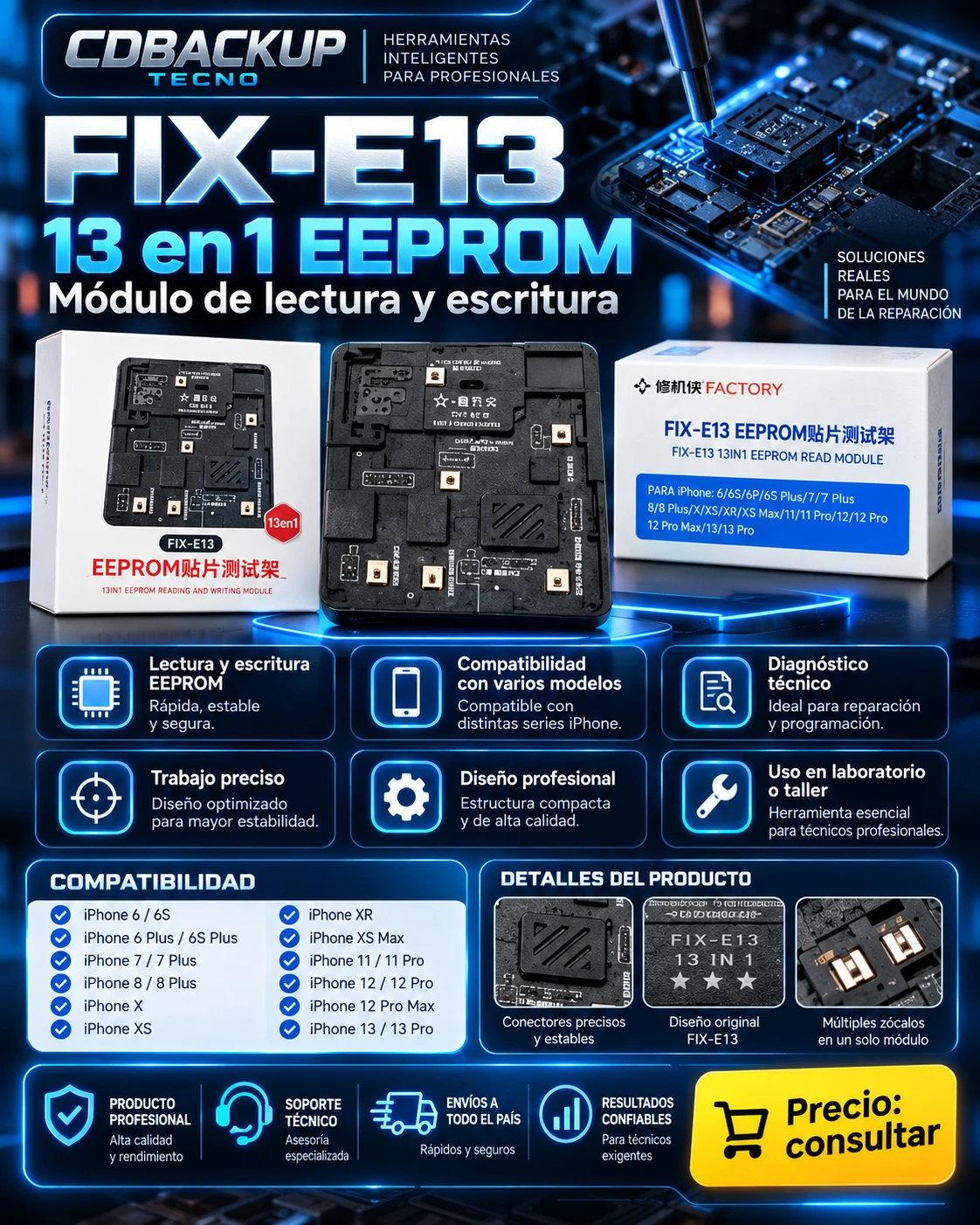 FIX-E13 13 in 1 EEPROM módulo lectura/escritura