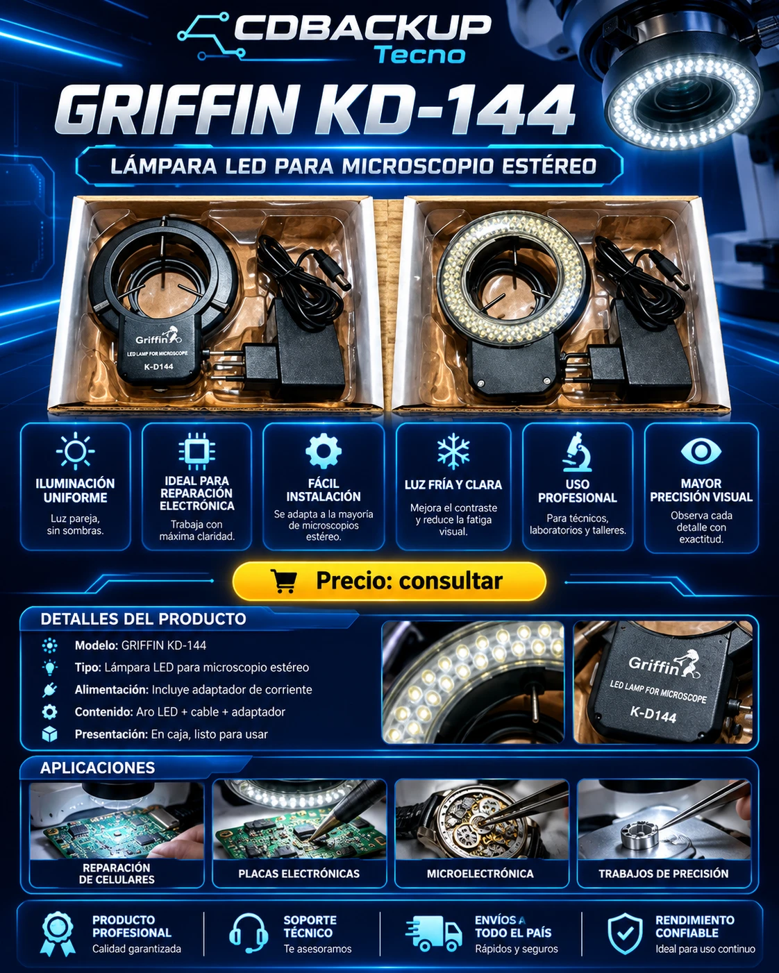 Griffin K-D144 lámpara LED para microscopio estéreo