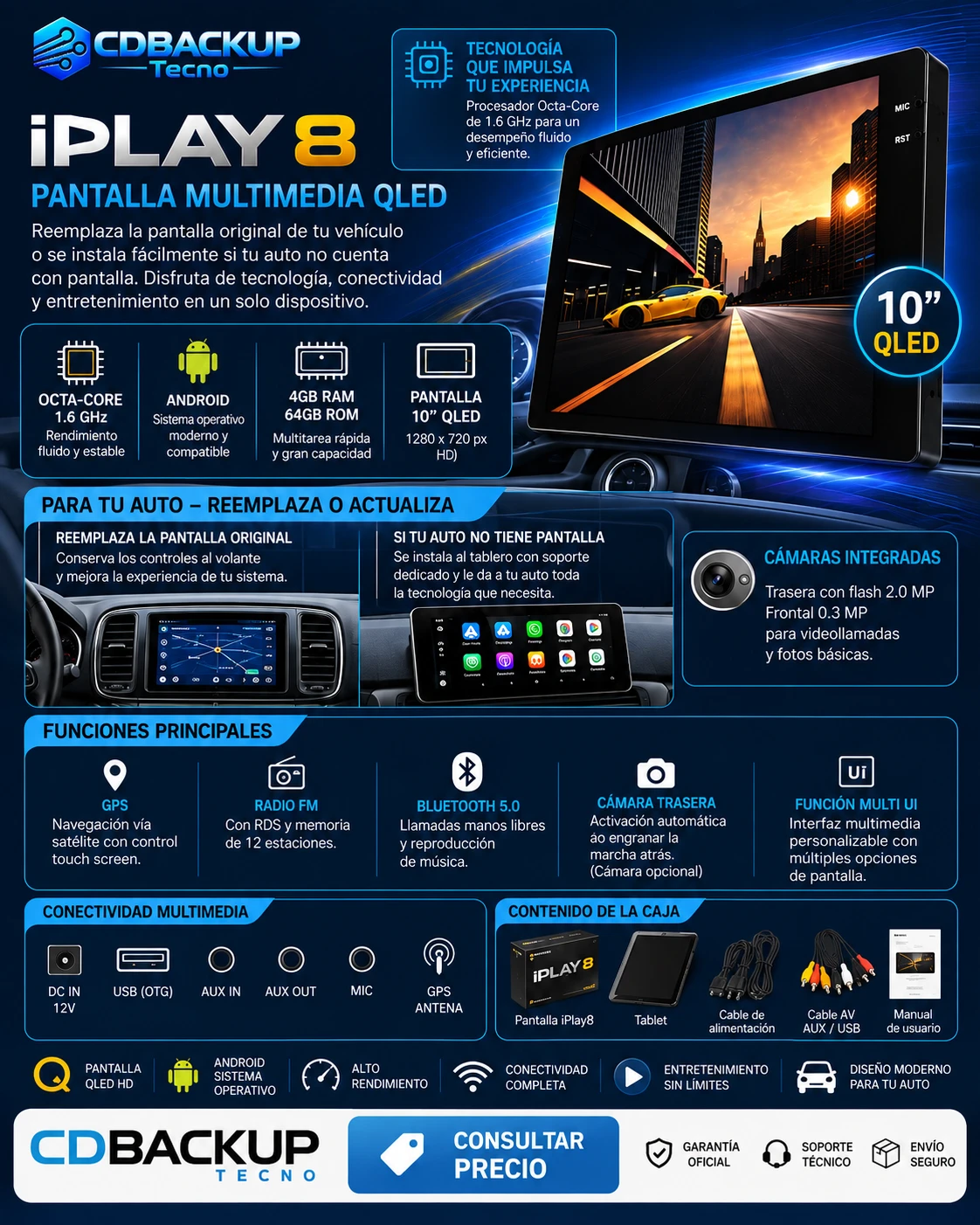 iPlay 8 · Multimedia 10” QLED