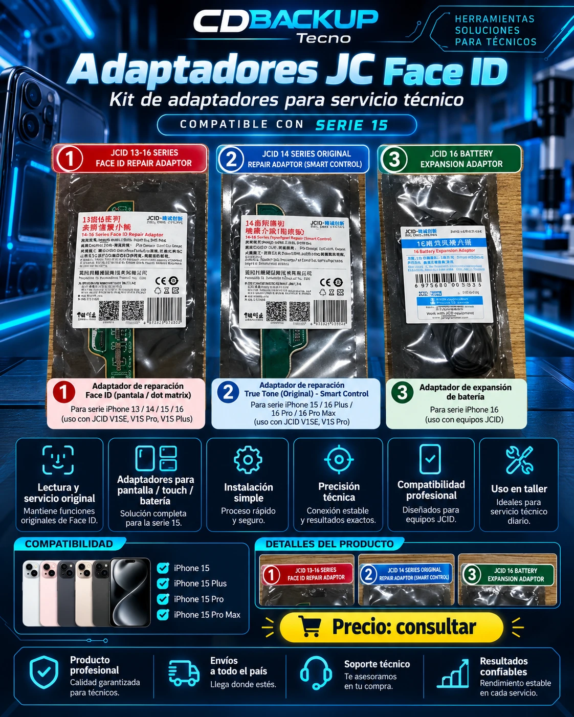 JCID adaptadores Face ID Series 13–16