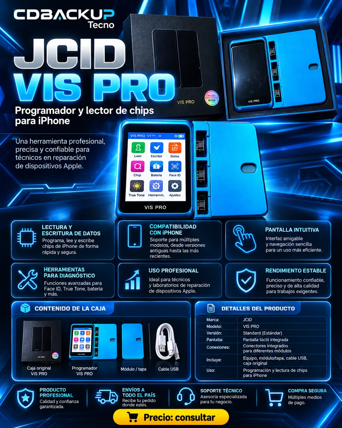 JCID VIS Pro programador y lector de chips