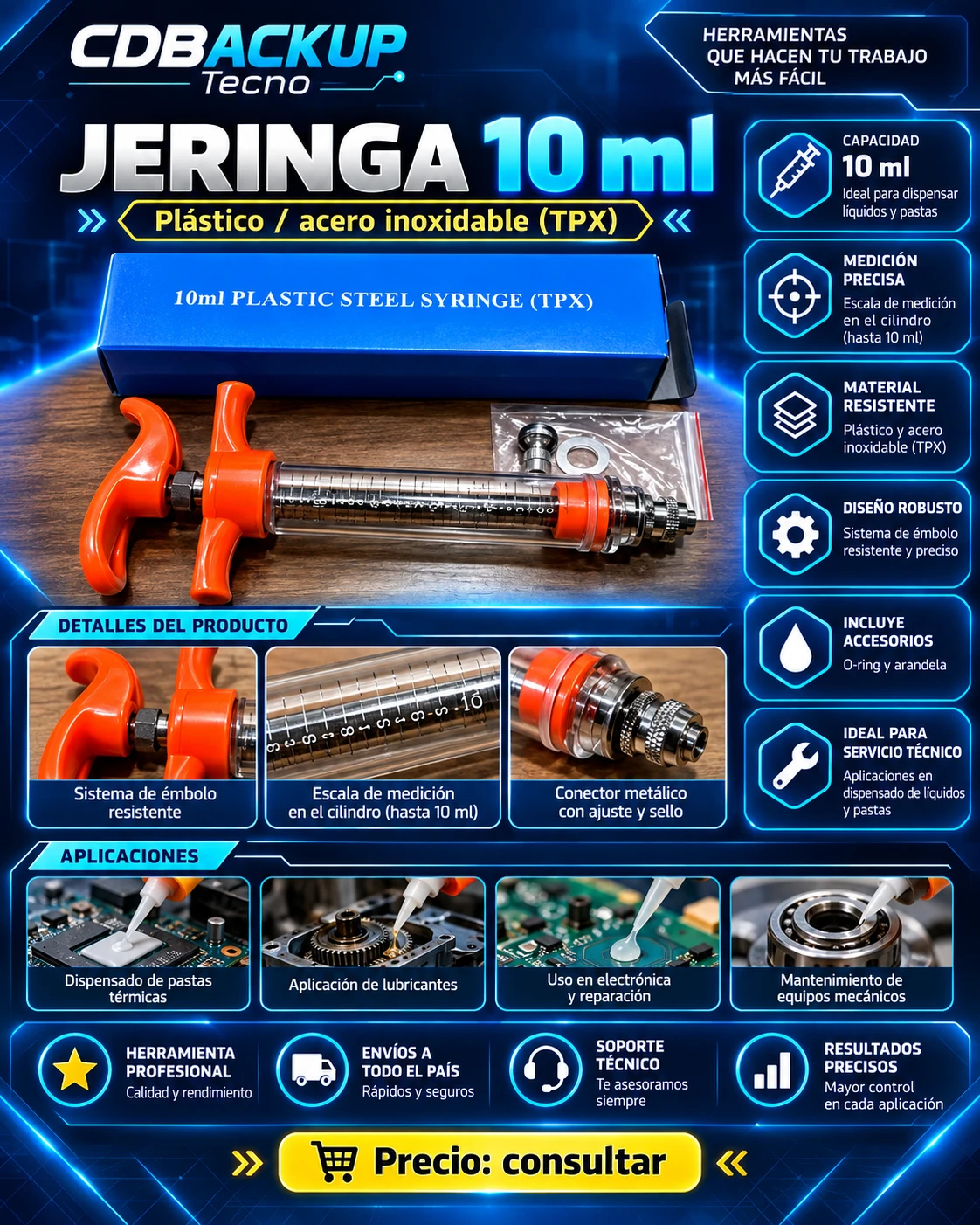 Jeringa TPX 10 ml plástico / acero inoxidable