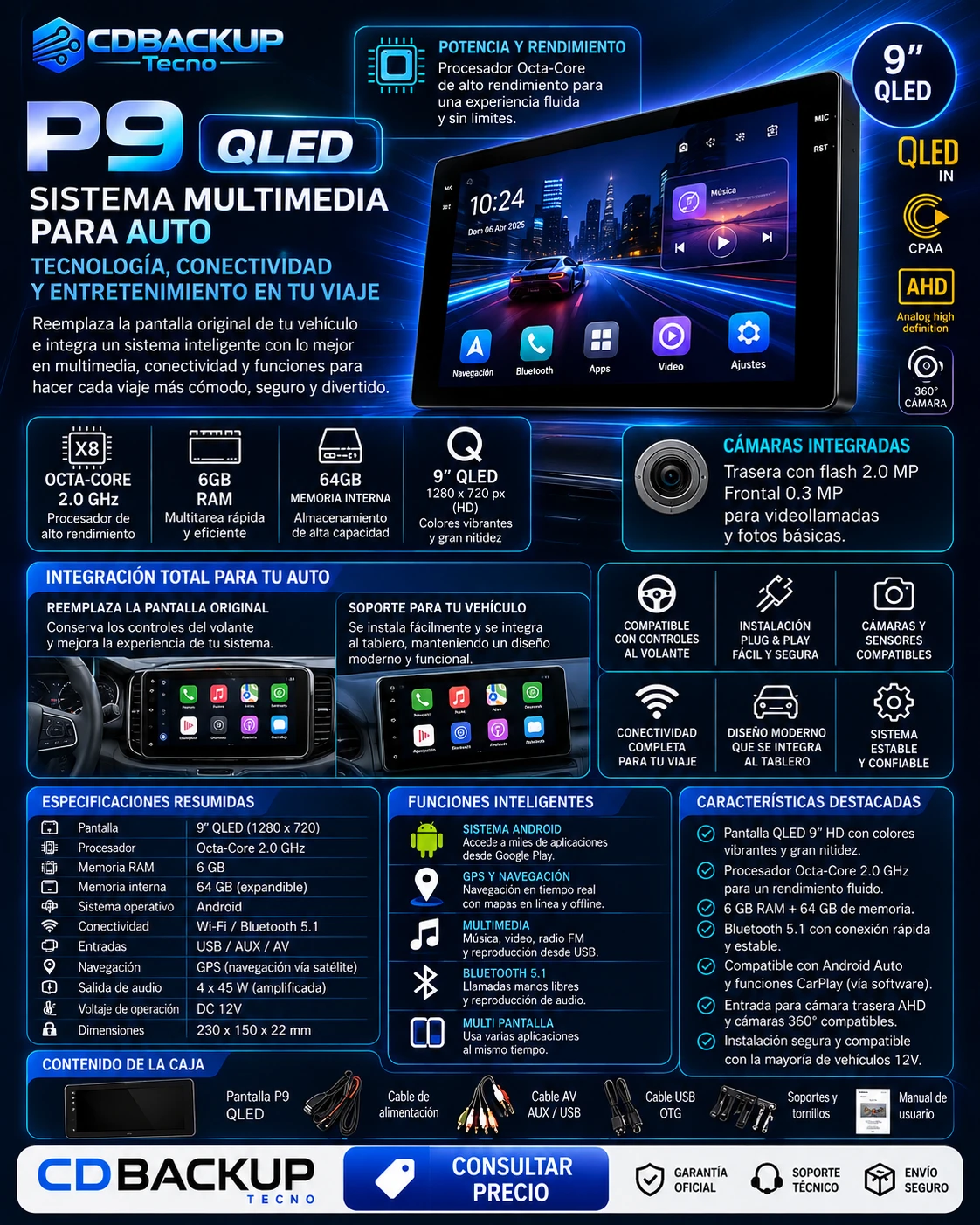 P9 · Multimedia 9” QLED