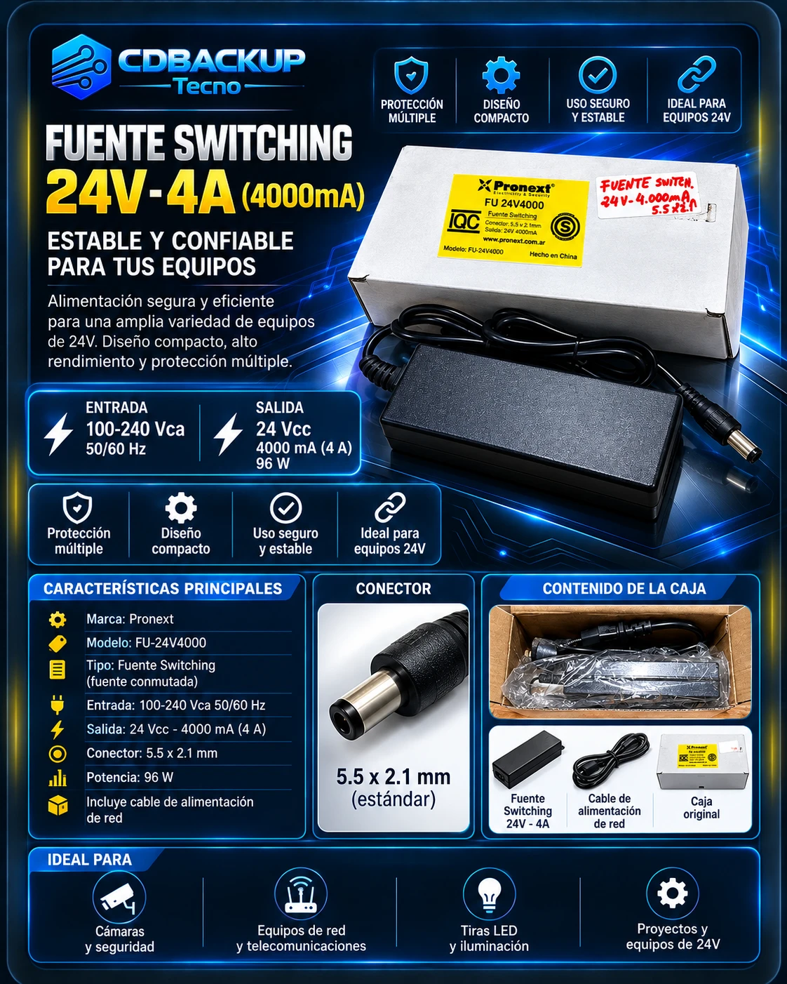 Pronext fuente switching 24V 4A