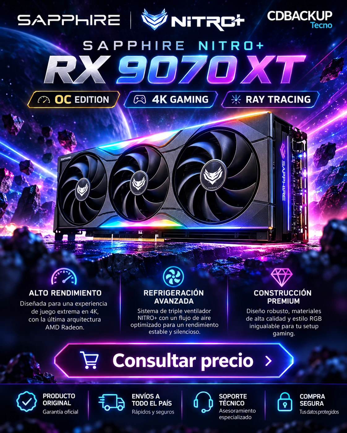 Tarjeta Grafica Sapphire NITRO+ Radeon RX 9070 XT