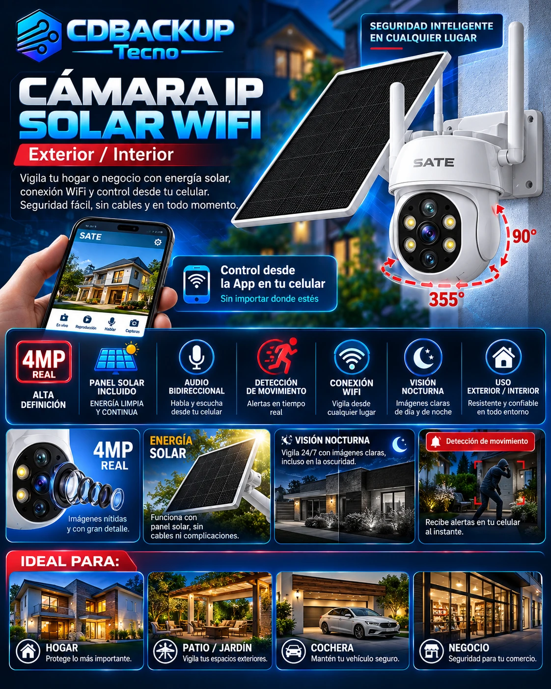 SATE cámara IP solar WiFi