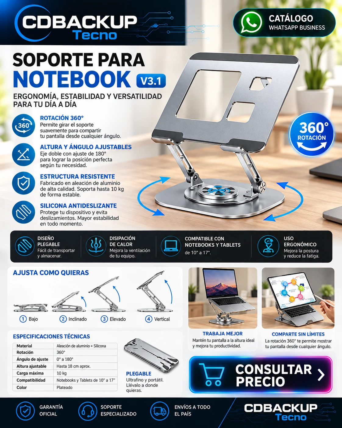 Soporte notebook V31 360°
