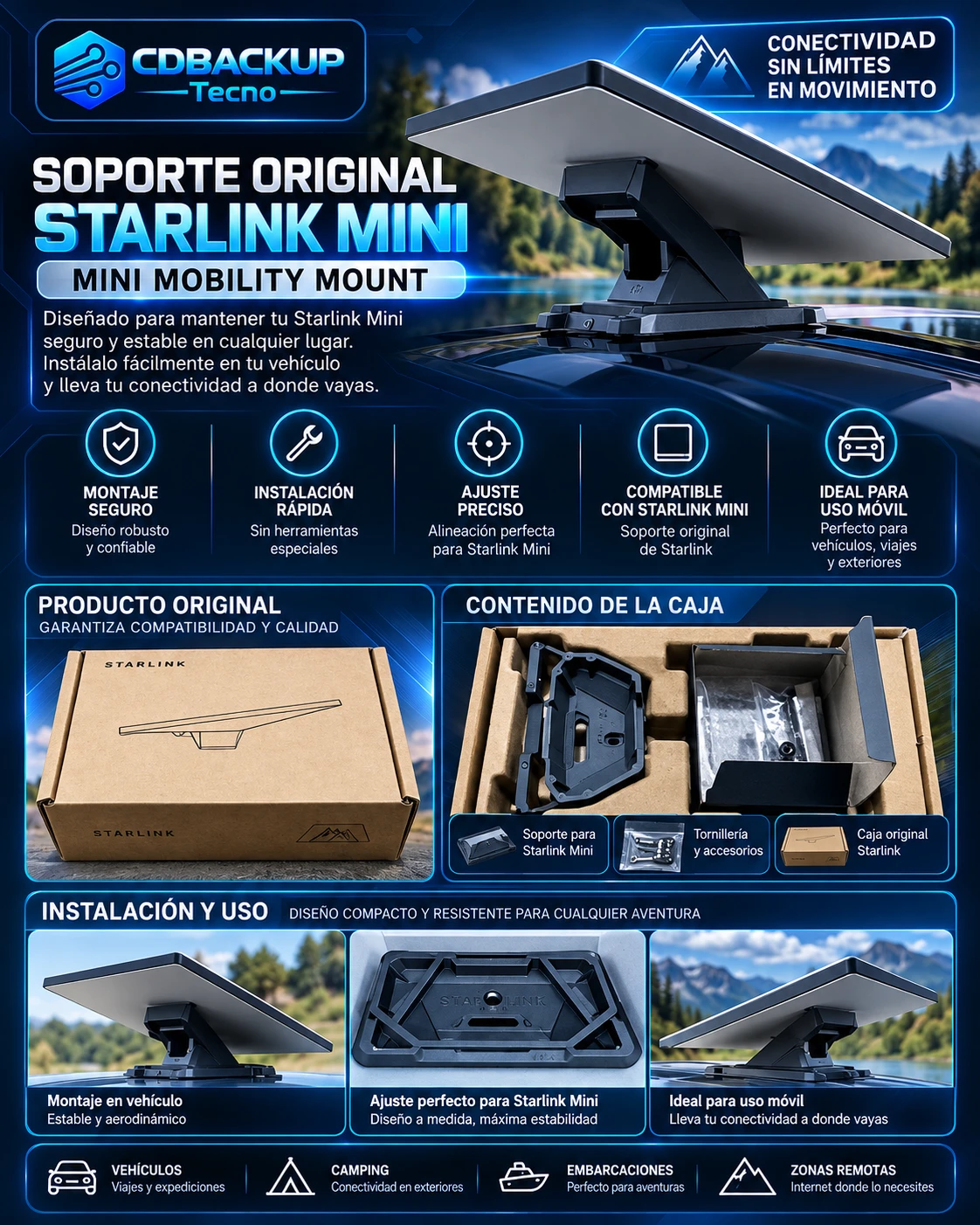 Soporte original Starlink Mini Mobility Mount