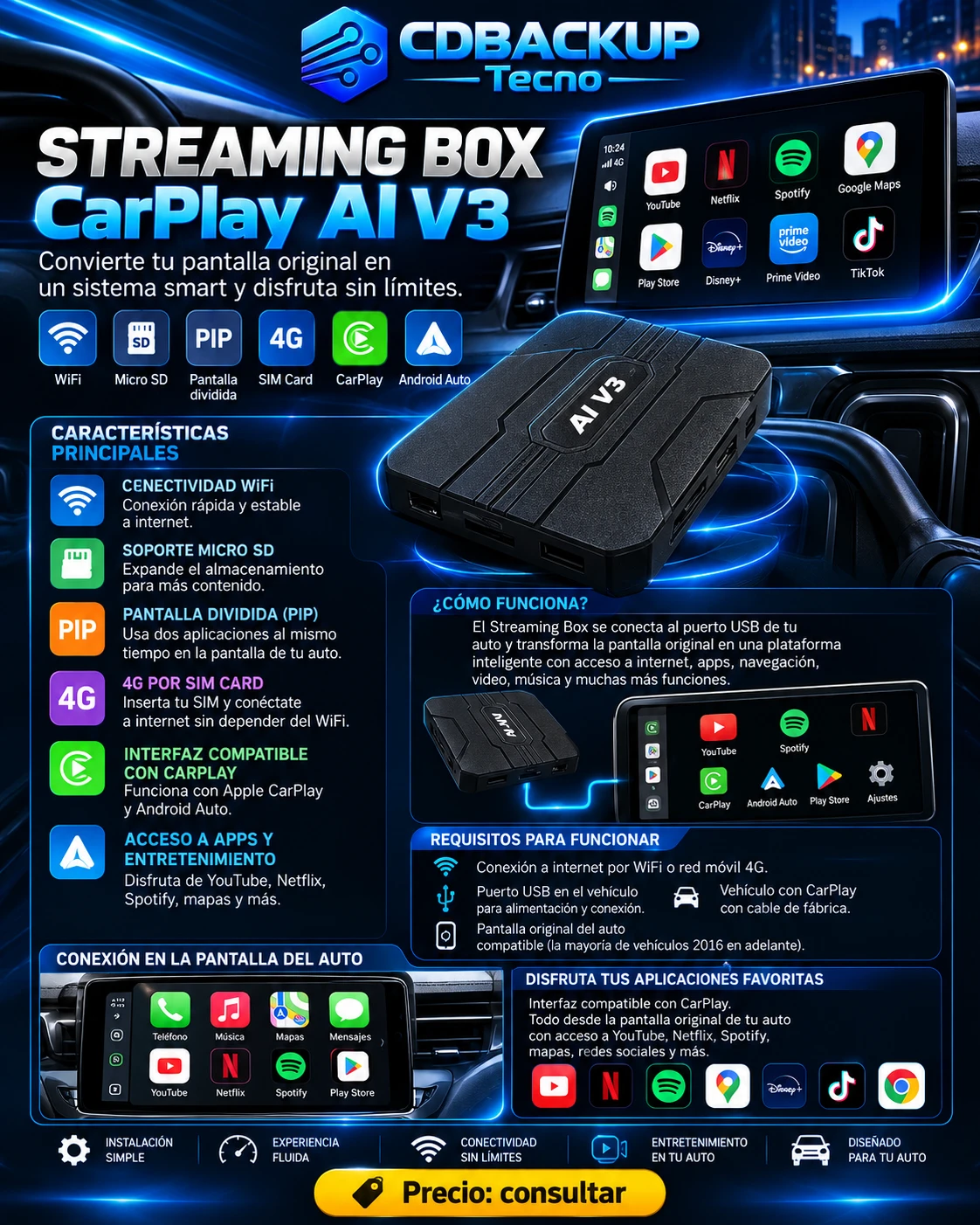 Streaming Box CarPlay M1 V3