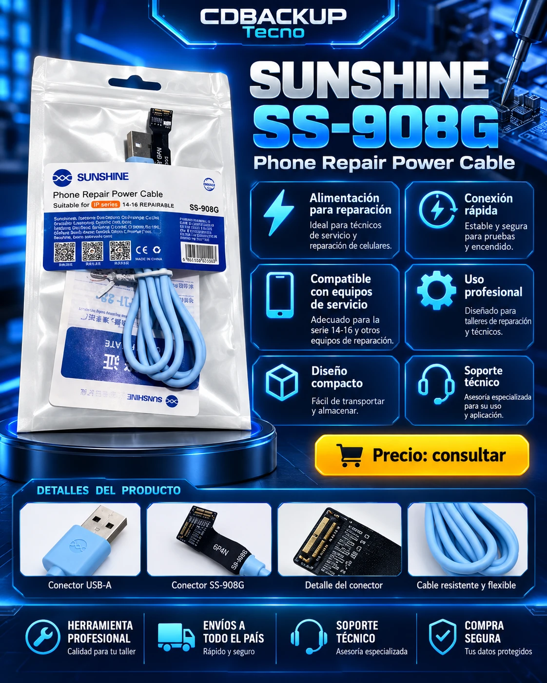 Sunshine SS-908G cable de alimentación para reparación
