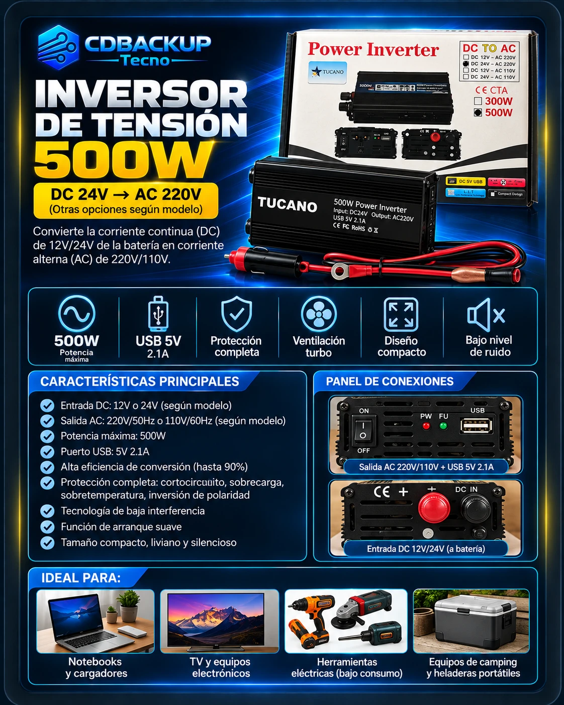 Tucano inversor de tensión 500W