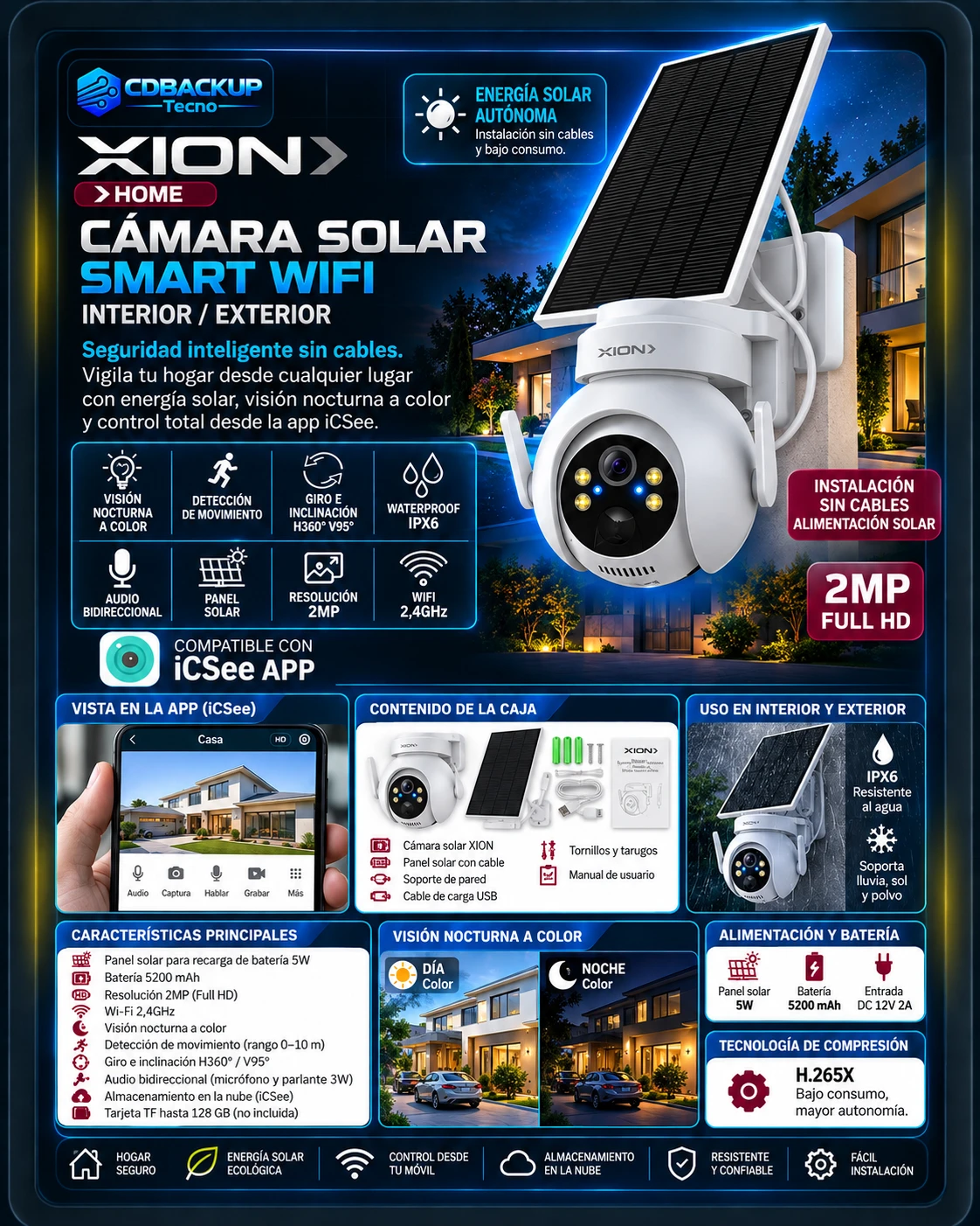 Xion cámara solar smart WiFi