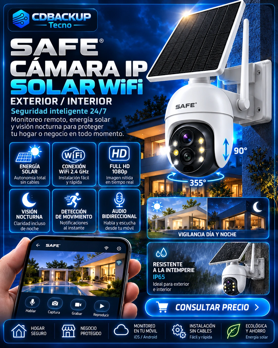SAFE cámara IP solar WiFi