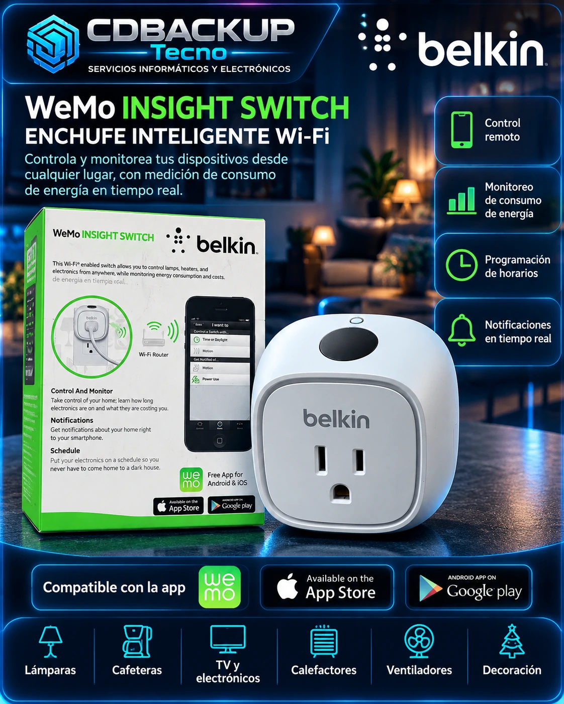 Belkin WeMo Insight Switch - Enchufe Inteligente 110VCA